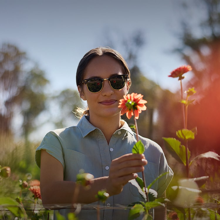 A woman wearing sunglasses
