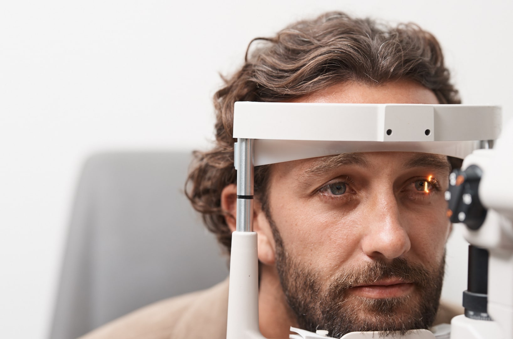 A patient during an eye examination